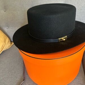 Hermes Black  Hampton Felt Fedorda Hat 57